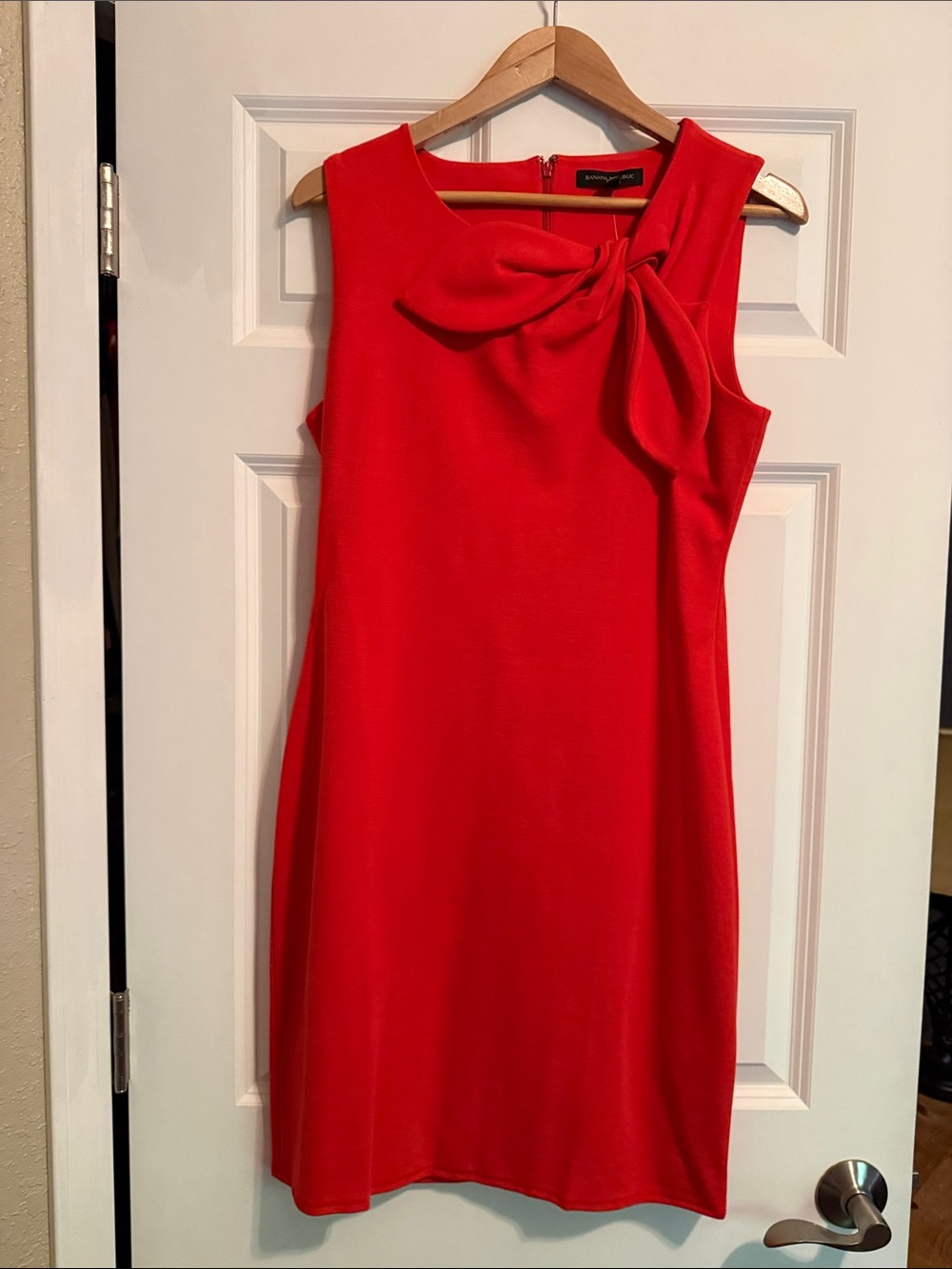 Banana Republic Red Sleeveless Bow-Accent Mini Dress